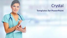  Presentation with family health nurse - Audience pleasing slide set consisting of family health nurse - beautiful smiling doctor woman backdrop and a sky blue colored foreground