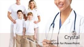  Presentation with doctor helps to get out of bed an elderly woman - PPT layouts having family health nurse - doctor woman background and a coral colored foreground