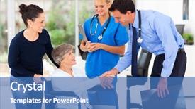  Presentation with friendly - Presentation design enhanced with family health nurse - friendly male medical doctor greeting background and a teal colored foreground