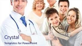  Presentation with doctor family - Slide set with family health nurse - smiling medical doctor isolated background and a sky blue colored foreground