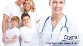  Presentation with doctor family - Cool new PPT layouts with family health nurse - smiling medical doctor isolated backdrop and a sky blue colored foreground