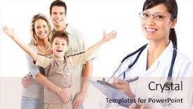  Presentation with family health nurse - Presentation theme enhanced with family health nurse - smiling medical doctor with stethoscope background and a lemonade colored foreground