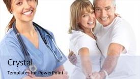  Presentation with family health nurse - Audience pleasing presentation theme consisting of family health nurse - smiling medical doctor with stethoscope backdrop and a light blue colored foreground