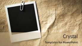  Presentation with family photo - Audience pleasing theme consisting of family history - style photo frames on cardboard backdrop and a coral colored foreground