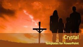  Presentation with family holding hands - Theme featuring family holding hands against cross background and a tawny brown colored foreground