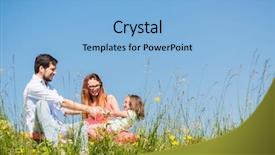  Presentation with family holding hands - PPT theme enhanced with family holding hands in summer in the grass background and a light blue colored foreground