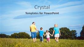  Presentation with children running - Amazing slide set having family holding hands running over meadow mother father and children backdrop and a light blue colored foreground