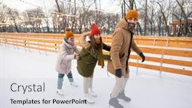  Presentation with rink - Audience pleasing slide set consisting of family-holding-to-each backdrop and a sky blue colored foreground