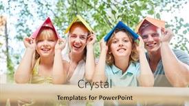  Presentation with future forward - Slide deck with family-holds-paper-roofs background and a soft green colored foreground