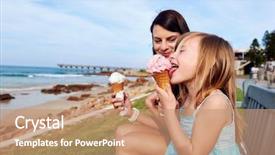  Presentation with joy - Theme consisting of family holiday - mom and daughter enjoy fun background and a coral colored foreground