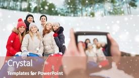  Presentation with friendship - Cool new slide set with family holiday - winter leisure sport friendship backdrop and a coral colored foreground