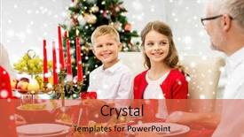  Presentation with christmas dinner - Beautiful slide set featuring family holidays generation christmas and people concept - smiling family having dinner at home backdrop and a red colored foreground