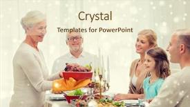  Presentation with christmas holidays - Beautiful slides featuring family holidays generation christmas and people concept - smiling family having dinner at home backdrop and a cream colored foreground