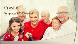  Presentation with christmas holidays - Beautiful PPT theme featuring family holidays generation christmas and people concept - smiling family with camera and selfie stick taking picture at home backdrop and a cream colored foreground