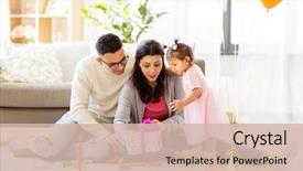  Presentation with father birthday - Colorful presentation design enhanced with family holidays and people concept backdrop and a soft green colored foreground