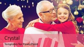  Presentation with christmas lights - PPT theme consisting of family holidays and people concept background and a coral colored foreground