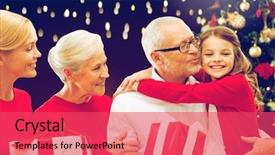  Presentation with grandparents - Colorful theme enhanced with family holidays and people concept backdrop and a red colored foreground