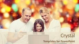  Presentation with family shopping - Slide set featuring family holidays shopping technology background and a lemonade colored foreground