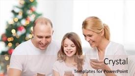  Presentation with living room family - Cool new presentation theme with cloud computing cloud app - family holidays technology and people backdrop and a coral colored foreground