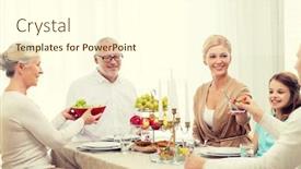  Presentation with thanksgiving dinner - Slide deck featuring family holidays thanksgiving generation and people concept - smiling family having dinner at home background and a cream colored foreground