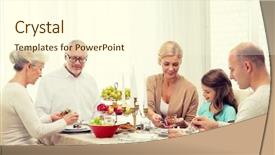  Presentation with thanksgiving dinner - Presentation theme consisting of family having dinner at home background and a cream colored foreground