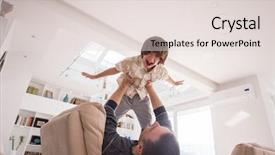  Presentation with teamwork fun - Beautiful slides featuring family home - cheerful young boy having fun backdrop and a lemonade colored foreground