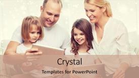  Presentation with family and home love concept - Beautiful presentation theme featuring family home technology and people backdrop and a coral colored foreground