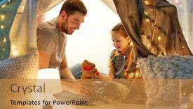  Presentation with tent - Slide deck consisting of family-hygge-and-people-concept background and a gold colored foreground