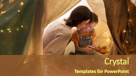  Presentation with family communication - Theme enhanced with family hygge and technology concept background and a tawny brown colored foreground