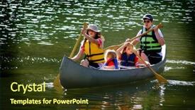  Presentation with lake - Beautiful PPT theme featuring family in a canoe backdrop and a tawny brown colored foreground