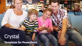  Presentation with airport lounge - Colorful theme enhanced with family in airport departure lounge backdrop and a wine colored foreground