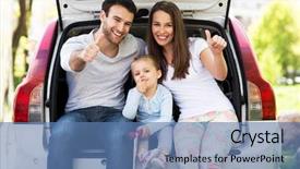  Presentation with car - PPT layouts having family in car showing thumbs background and a teal colored foreground
