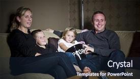  Presentation with television - Presentation with family-in-front background and a wine colored foreground