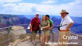  Presentation with grand canyon - Slide set featuring family in grand canyon national background and a coral colored foreground
