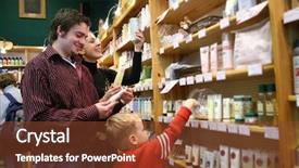  Presentation with healthcare - Presentation theme enhanced with family in healthcare shop background and a  colored foreground