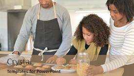  Presentation with baking cookies - Slide set consisting of family-in-home-kitchen-baking background and a coral colored foreground