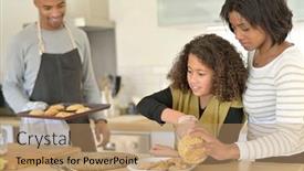  Presentation with baking cookies - Slide set featuring family-in-home-kitchen-baking background and a coral colored foreground