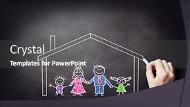  Presentation with safety construction - Slides having family-in-house-chalk-drawing background and a dark gray colored foreground