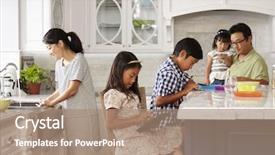  Presentation with sermon family - Amazing PPT layouts having family in kitchen doing chores backdrop and a coral colored foreground