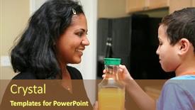  Presentation with family talking - PPT theme consisting of family-in-kitchen-talking background and a tawny brown colored foreground