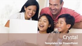  Presentation with living room family - Audience pleasing presentation theme consisting of family in living room backdrop and a  colored foreground