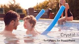  Presentation with swimming pool - Theme enhanced with family-in-outdoor-pool background and a lemonade colored foreground