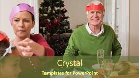  Presentation with dinner party - Cool new presentation design with family-in-party-at-christmas backdrop and a tawny brown colored foreground