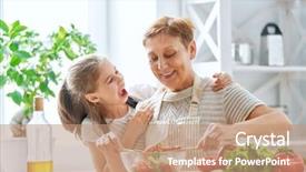  Presentation with grandma - Colorful presentation theme enhanced with family in the kitchen grandma backdrop and a coral colored foreground