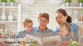  Presentation with grandma - Slide deck featuring family in the kitchen grandma background and a coral colored foreground