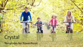  Presentation with bicycles - PPT layouts having family in the park background and a yellow colored foreground