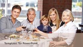  Presentation with restaurant family - Presentation featuring family-in-the-restaurant background and a coral colored foreground