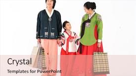  Presentation with korean - Cool new PPT theme with family in traditional korean dress backdrop and a lemonade colored foreground
