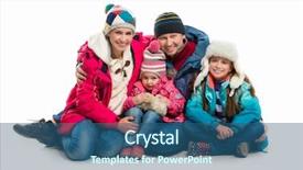  Presentation with clothing wooden clothes hanger object - Slide set having family in warm clothes alltogether background and a ocean colored foreground