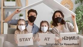  Presentation with flu virus - Theme with family-is-wearing-facemasks-during background and a coral colored foreground